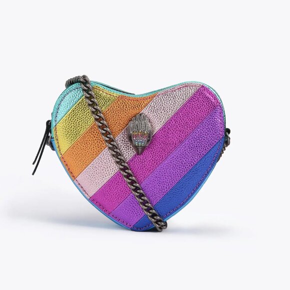 Kurt Geiger London Kensington Rainbow Leather Heart Crossbody Bag - Picture 1 of 9